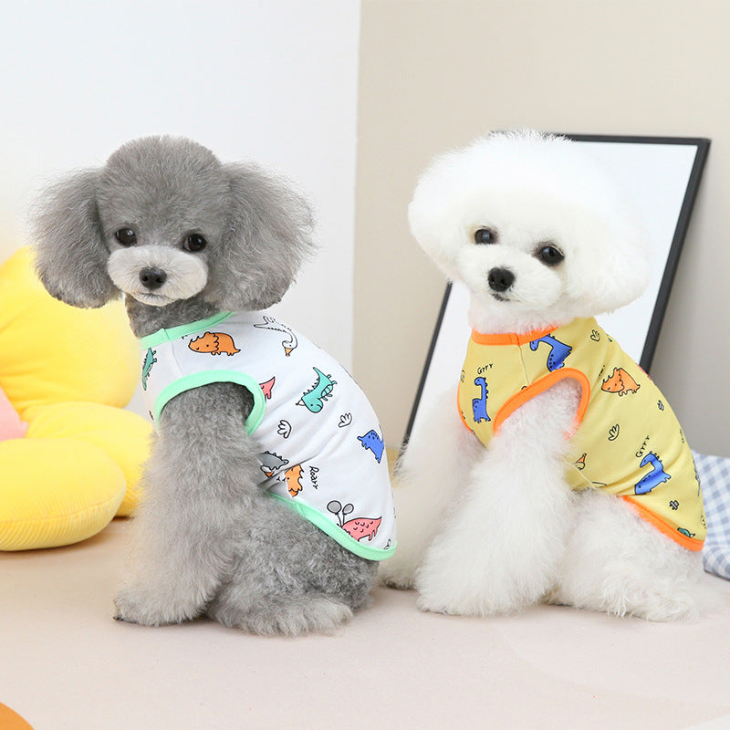 KFX-3042493 Casual Spring and Summer Pet Clothing for Dogs and Cats in Yellow, Blue, and White