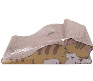 KFX-3042877 S-Shaped Cat Scratcher and Lounger with Catnip - Durable Corrugated Paper Mat for Healthy Claw Maintenance and Stress Relief