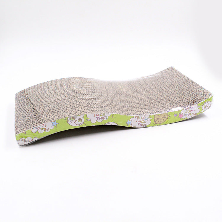 KFX-3042877 S-Shaped Cat Scratcher and Lounger with Catnip - Durable Corrugated Paper Mat for Healthy Claw Maintenance and Stress Relief