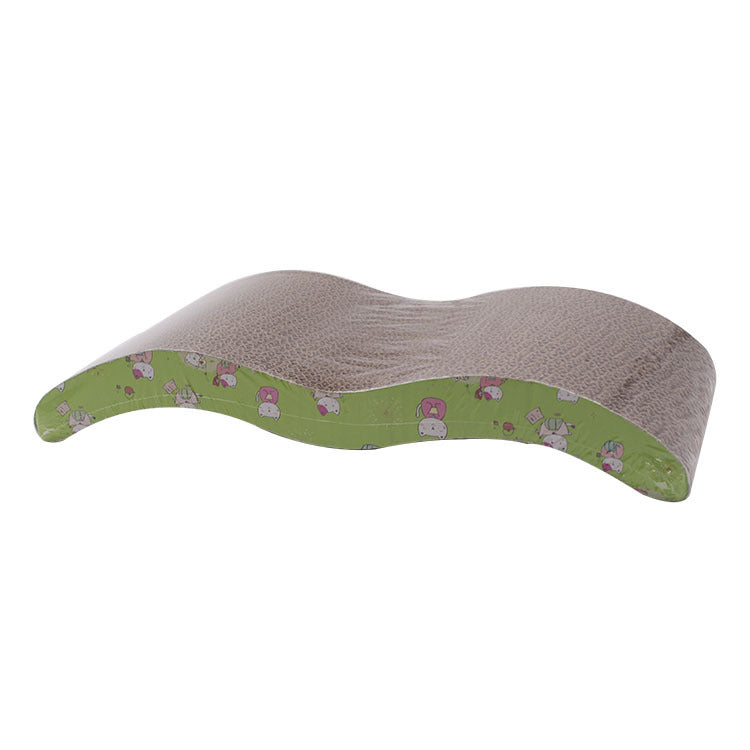 KFX-3042877 S-Shaped Cat Scratcher and Lounger with Catnip - Durable Corrugated Paper Mat for Healthy Claw Maintenance and Stress Relief