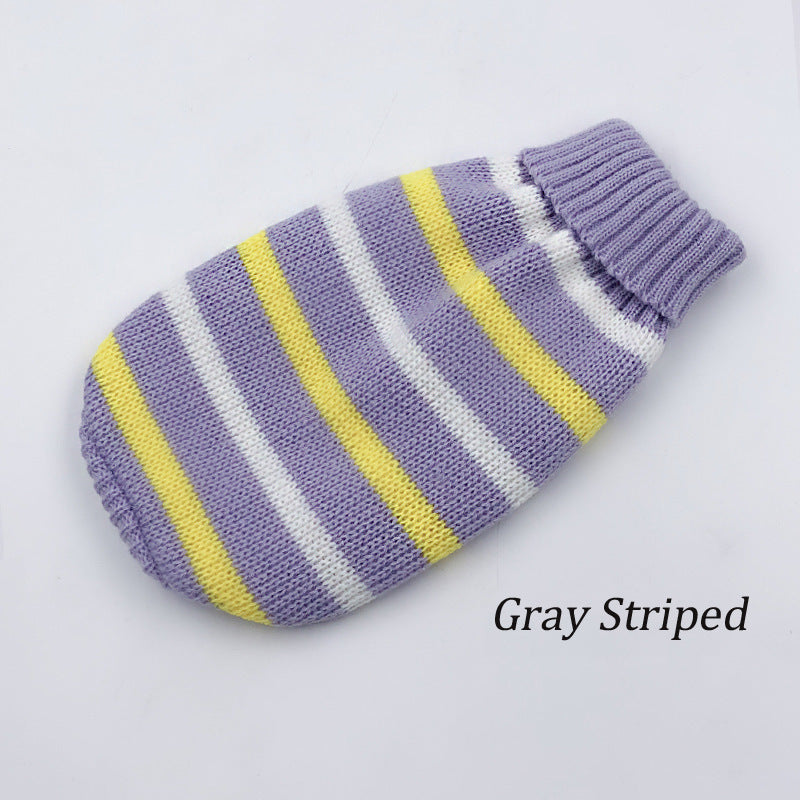 KFX-3045053 Cozy Wool Dog Sweater with Stripes and Deer Design - Multiple Sizes Available