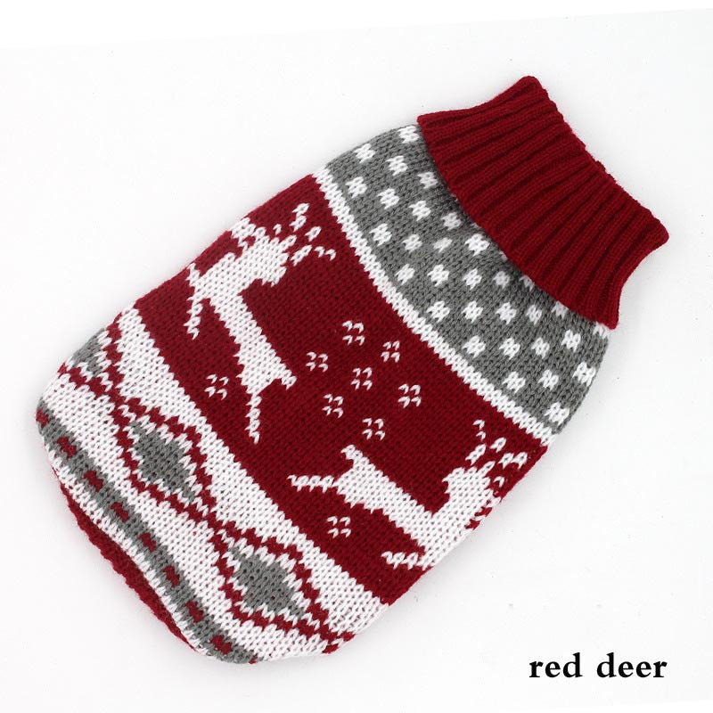 KFX-3045053 Cozy Wool Dog Sweater with Stripes and Deer Design - Multiple Sizes Available