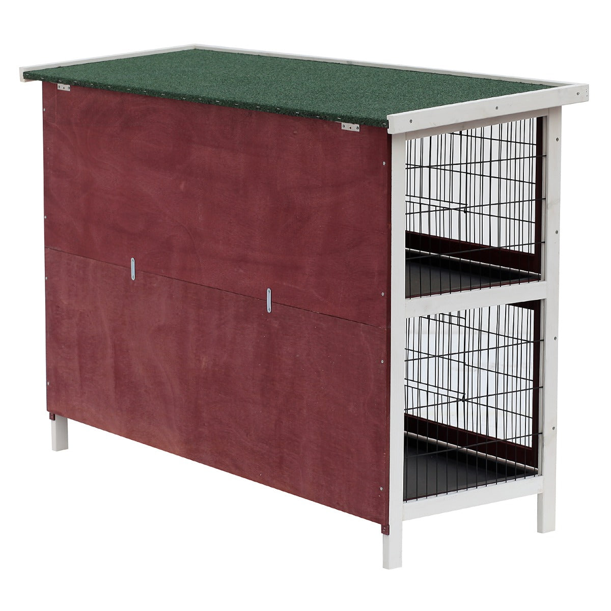 KFX-3046333 54" Elevated 2-Story Weatherproof Wooden Rabbit Hutch with Enclosed Run and Easy Clean Trays