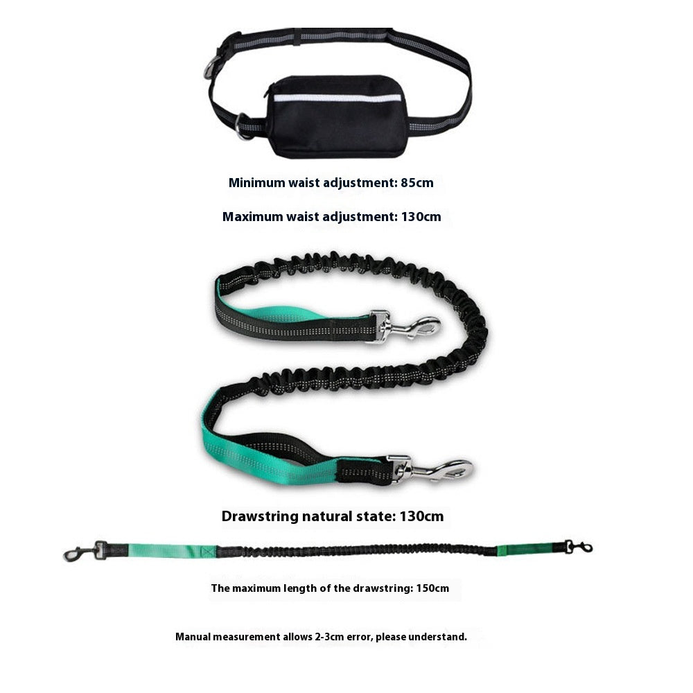 KFX-3046461 Retractable Hands-Free Dog Leash with Reflective Nylon and Waist Bag for Pet Walking