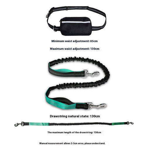 KFX-3046461 Retractable Hands-Free Dog Leash with Reflective Nylon and Waist Bag for Pet Walking