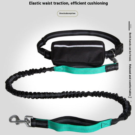 KFX-3046461 Retractable Hands-Free Dog Leash with Reflective Nylon and Waist Bag for Pet Walking