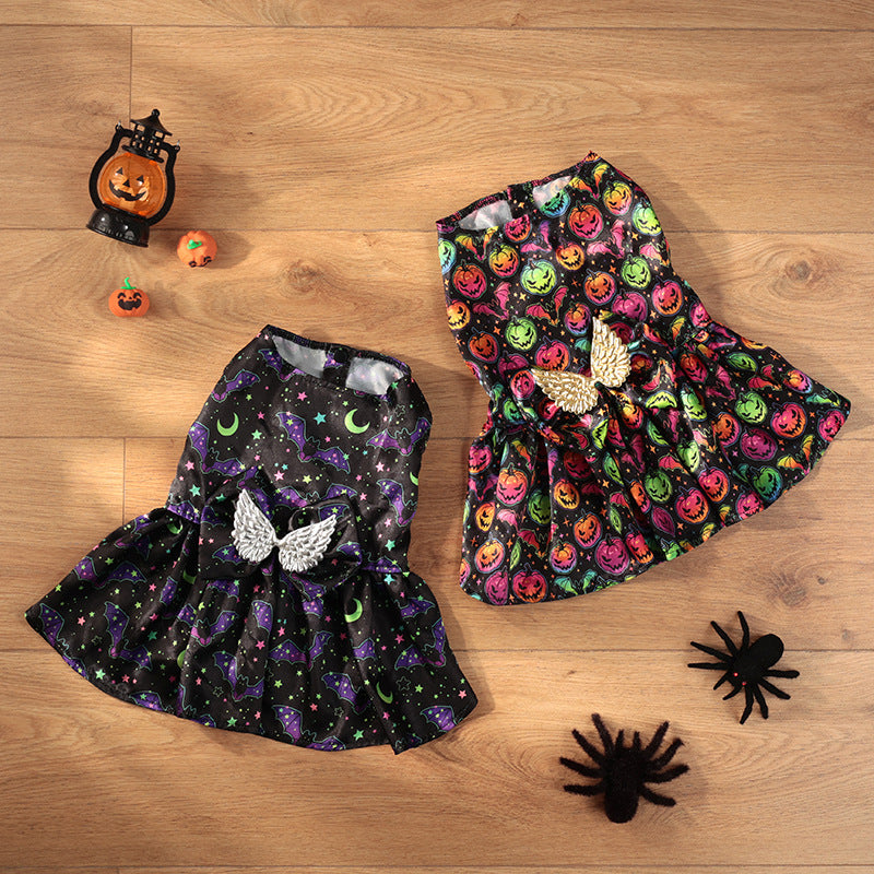 KFX-3046845 Pumpkin & Bat Angel Wings Dog Costume for Halloween, Sizes S-XL, Polyester Material