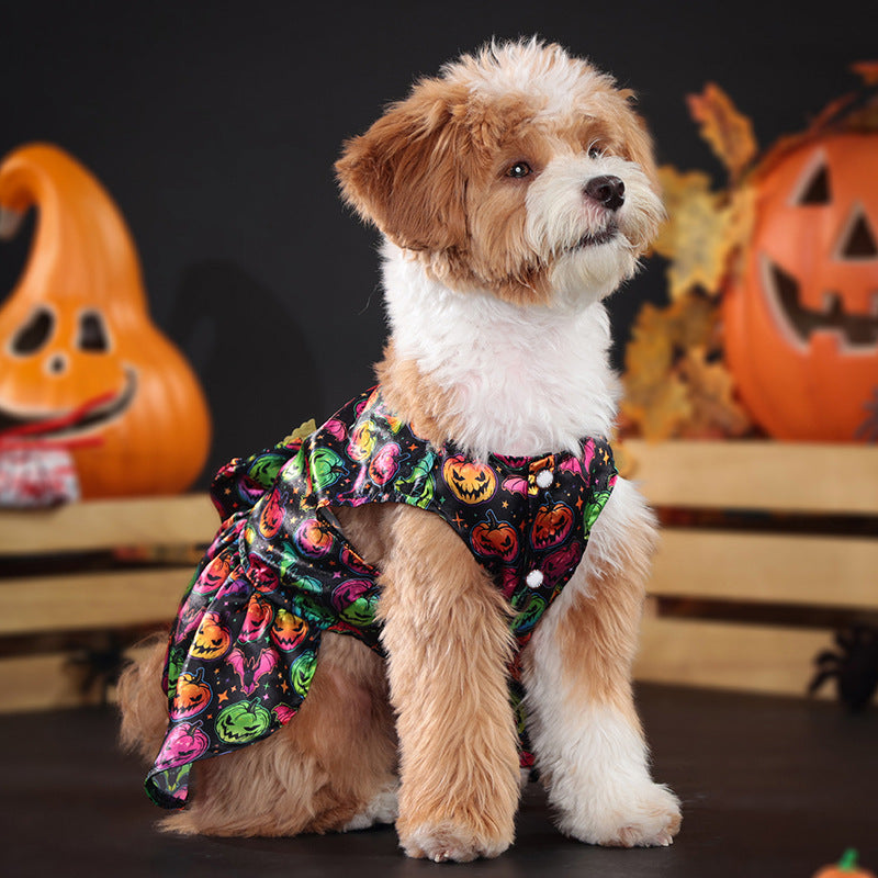 KFX-3046845 Pumpkin & Bat Angel Wings Dog Costume for Halloween, Sizes S-XL, Polyester Material