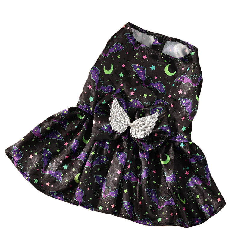 KFX-3046845 Pumpkin & Bat Angel Wings Dog Costume for Halloween, Sizes S-XL, Polyester Material