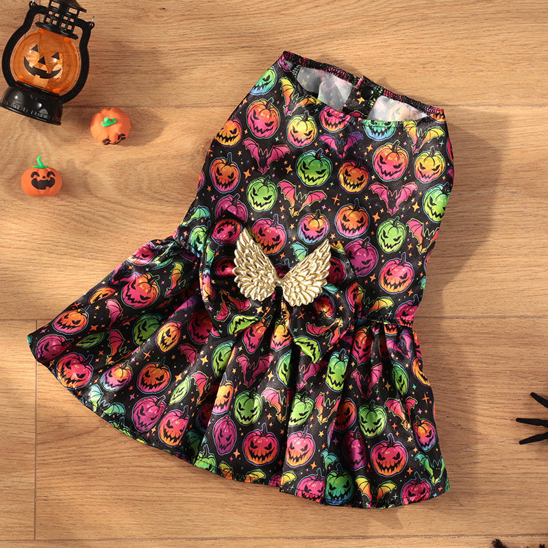 KFX-3046845 Pumpkin & Bat Angel Wings Dog Costume for Halloween, Sizes S-XL, Polyester Material