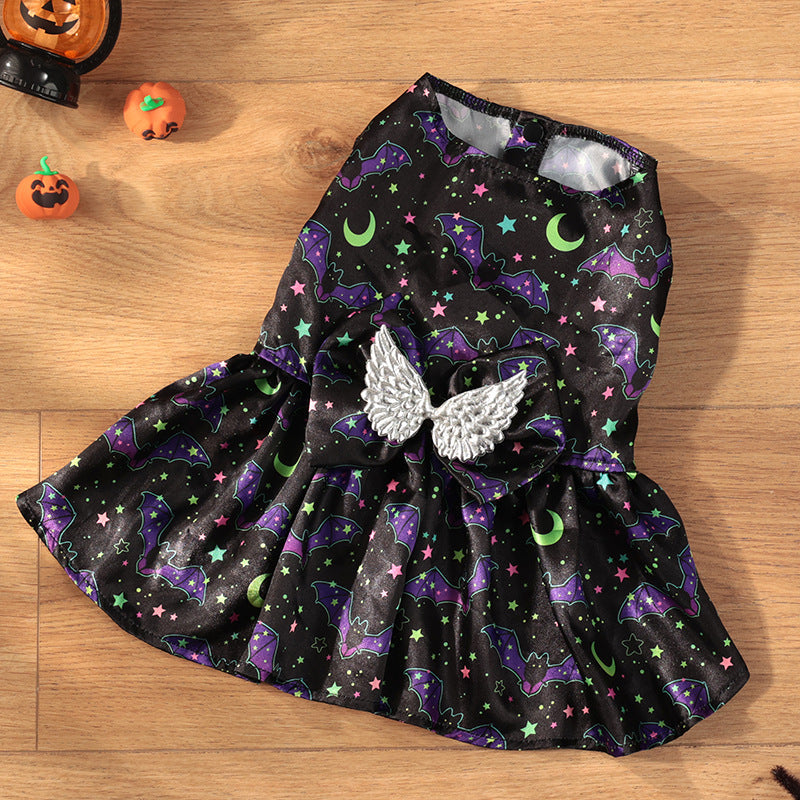 KFX-3046845 Pumpkin & Bat Angel Wings Dog Costume for Halloween, Sizes S-XL, Polyester Material
