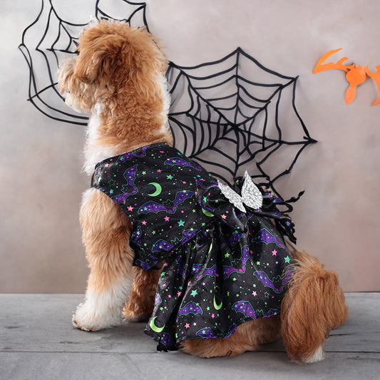 KFX-3046845 Pumpkin & Bat Angel Wings Dog Costume for Halloween, Sizes S-XL, Polyester Material