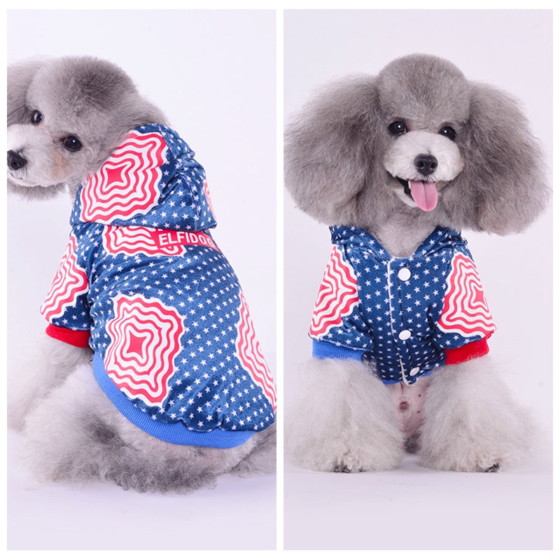KFX-3047101 Cozy Printed Cotton Two-legged Convenient Pet Coat for Autumn and Winter