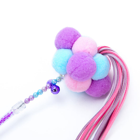 KFX-3047485 Three-Color Cat Ball Teaser Stick with Foldable Ears for Playful Fun