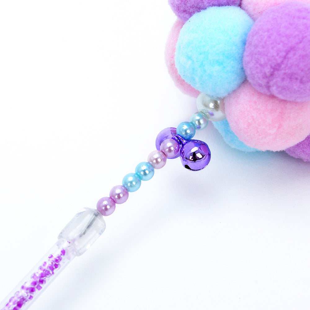 KFX-3047485 Three-Color Cat Ball Teaser Stick with Foldable Ears for Playful Fun