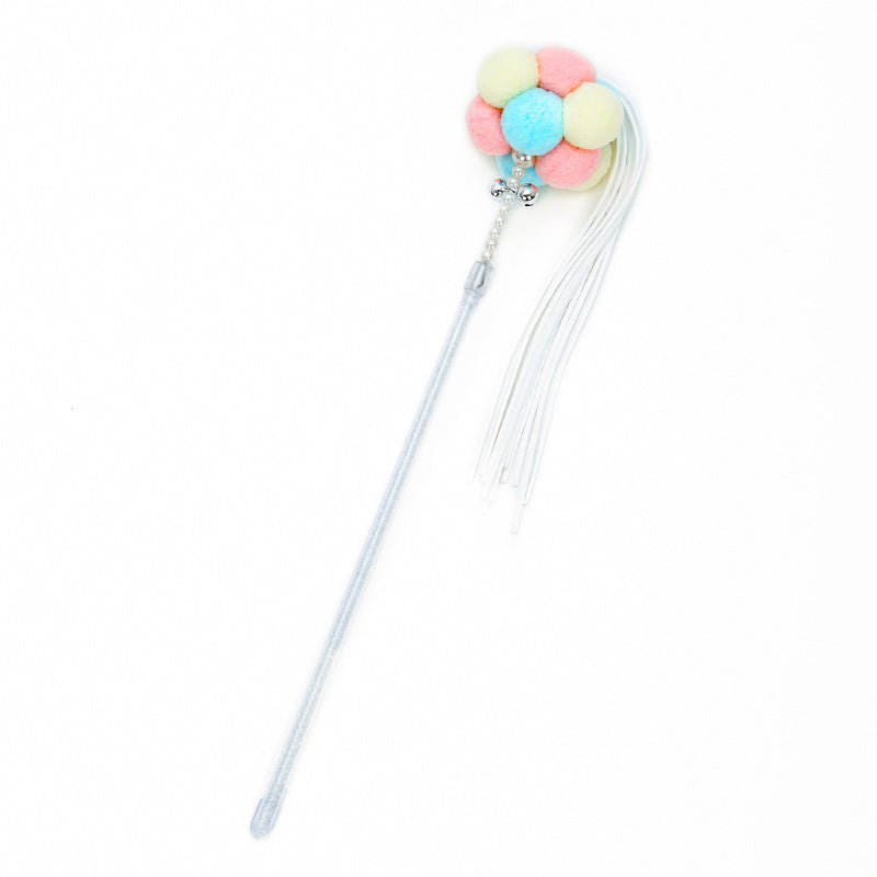 KFX-3047485 Three-Color Cat Ball Teaser Stick with Foldable Ears for Playful Fun