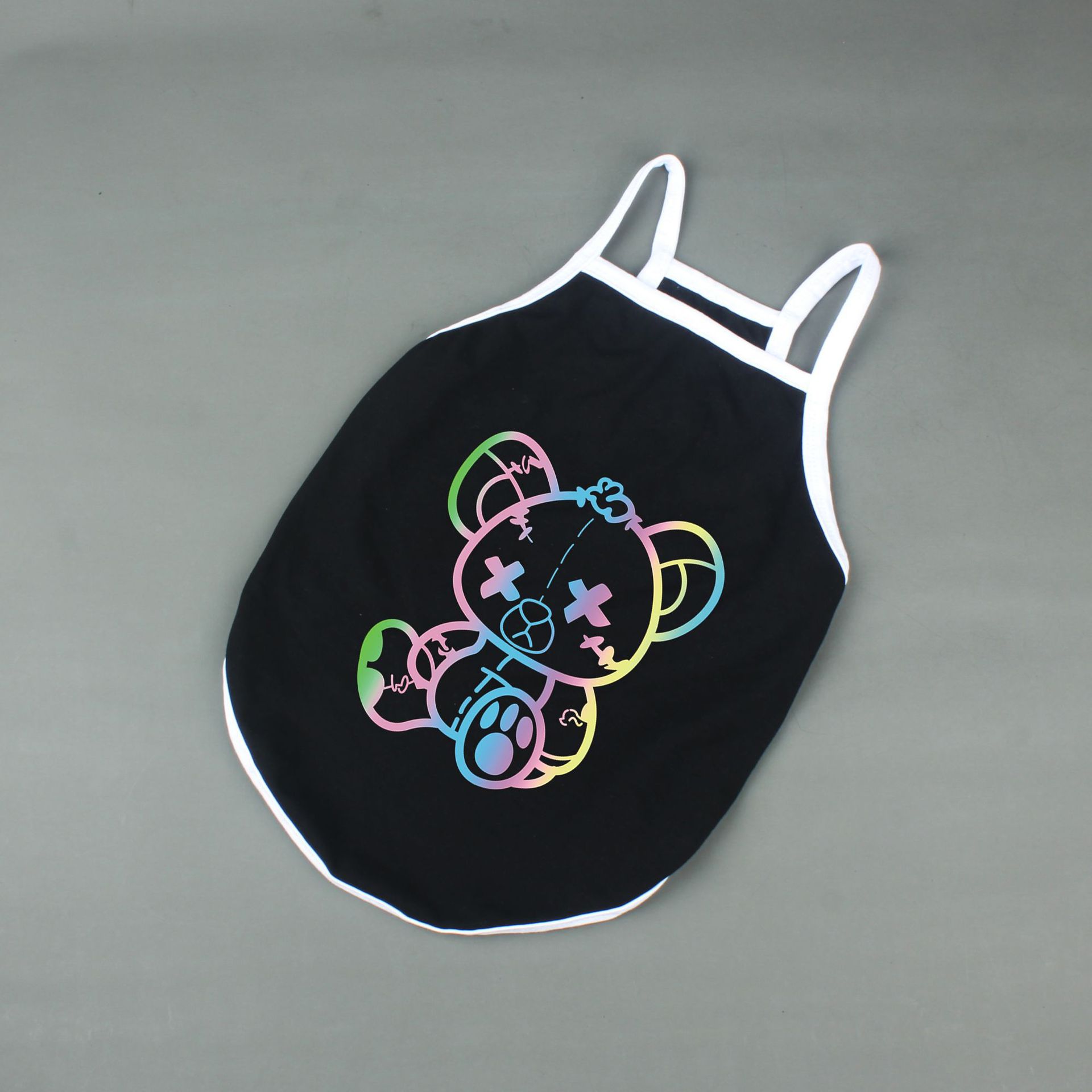 KFX-3049021 Casual Summer Cotton Camisole Vest for Pets in White and Black