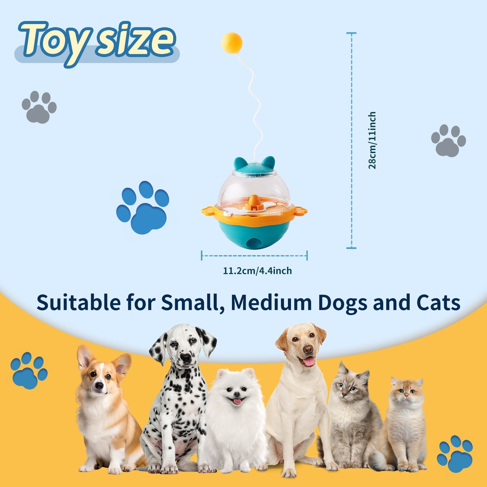 KFX-3049917 Interactive Food Dispensing Tumbler Toy for Dogs and Cats, IQ-Boosting Slow Feeder Treat Ball