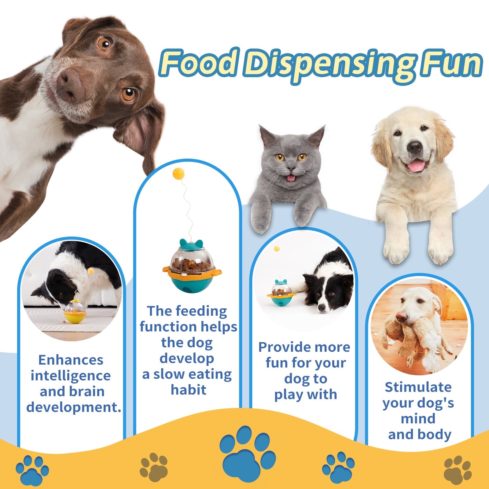 KFX-3049917 Interactive Food Dispensing Tumbler Toy for Dogs and Cats, IQ-Boosting Slow Feeder Treat Ball