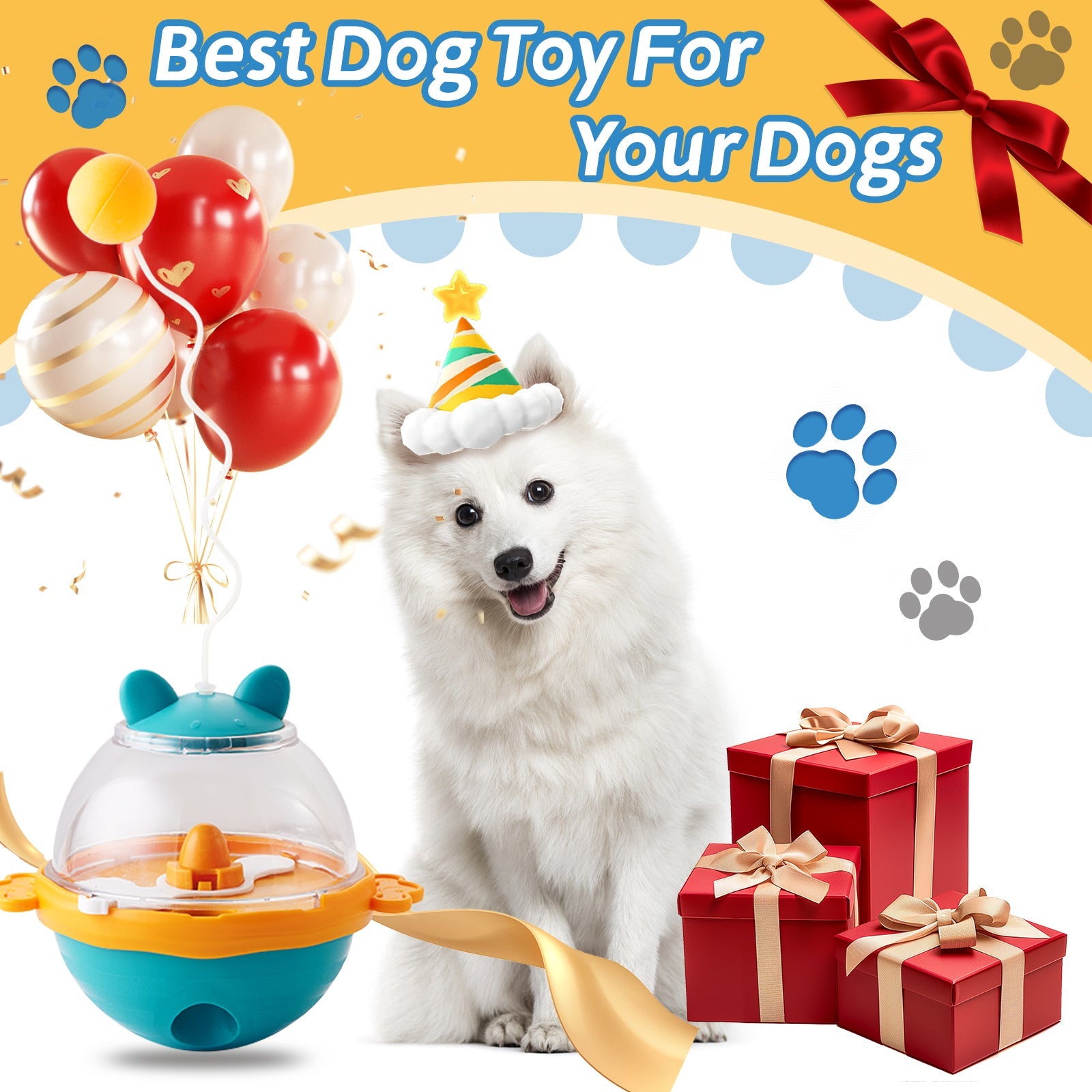 KFX-3049917 Interactive Food Dispensing Tumbler Toy for Dogs and Cats, IQ-Boosting Slow Feeder Treat Ball