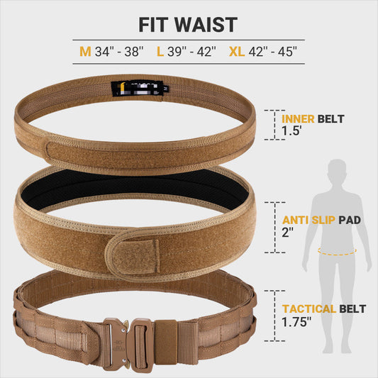 KFX-3050429 Tactical Nylon Magic Tape Belt – Camouflage, Brown & Black Options, Adjustable Inner Outer Fit