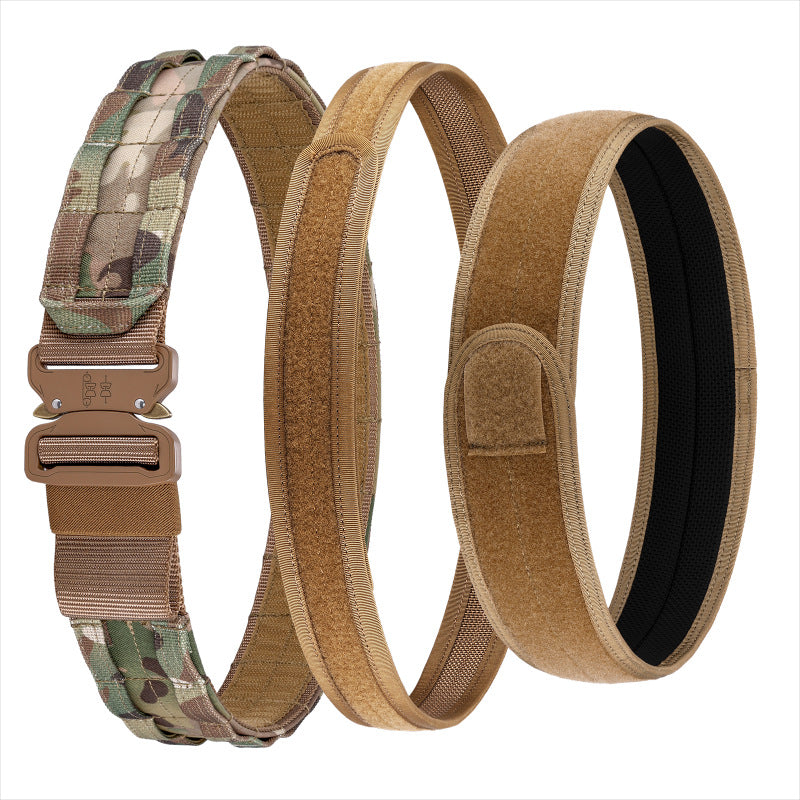KFX-3050429 Tactical Nylon Magic Tape Belt – Camouflage, Brown & Black Options, Adjustable Inner Outer Fit