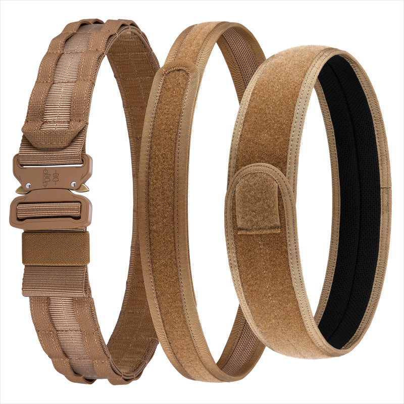 KFX-3050429 Tactical Nylon Magic Tape Belt – Camouflage, Brown & Black Options, Adjustable Inner Outer Fit