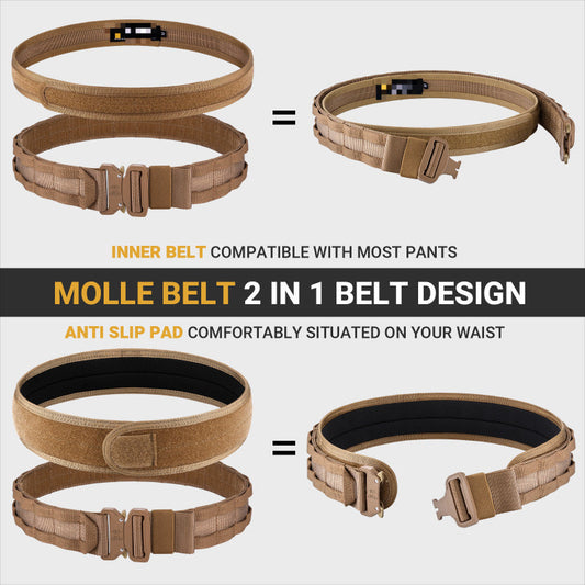 KFX-3050429 Tactical Nylon Magic Tape Belt – Camouflage, Brown & Black Options, Adjustable Inner Outer Fit