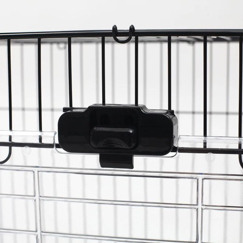 KFX-3052093 2-Level Small Animal Cage with Wheels, Removable Tray, Platform and Ramp for Rabbits, Chinchillas, and Ferrets - Black