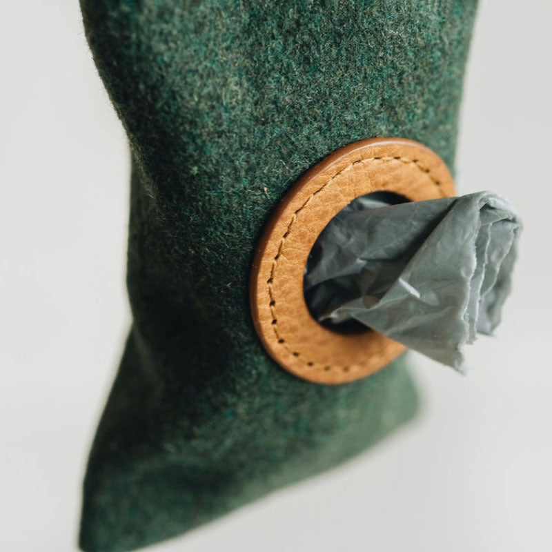 KFX-3054653 Portable Dog Poop Bag Holder - Green & Gray Felt, Compact Size 9*5*2cm