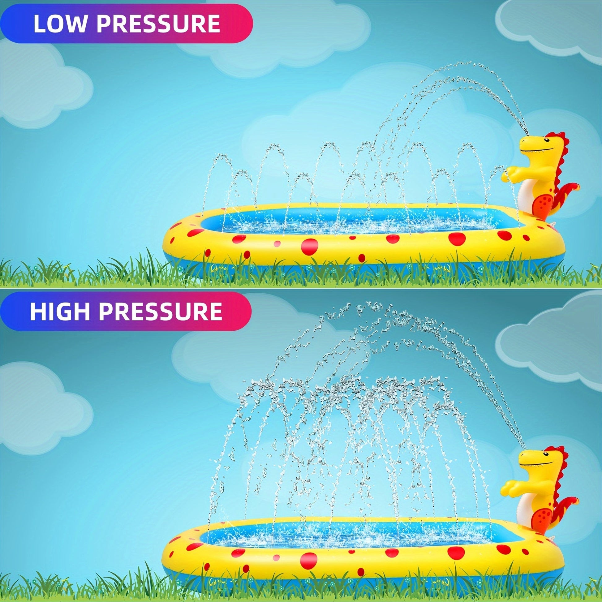 KFX-3055677 Dinosaur-Themed Water Spray Play Mat for Kids and Pets, 170x105x65cm