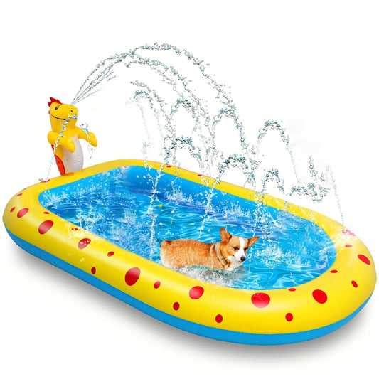 KFX-3055677 Dinosaur-Themed Water Spray Play Mat for Kids and Pets, 170x105x65cm