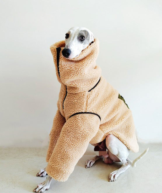 KFX-3056573 Super Thick Lamb Fleece Coat for Greyhounds and Whippets - Casual Two-Wear Design