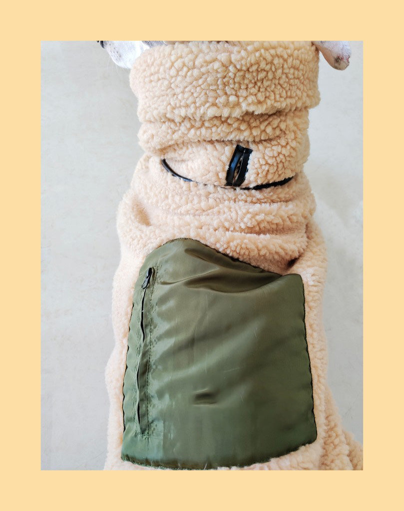 KFX-3056573 Super Thick Lamb Fleece Coat for Greyhounds and Whippets - Casual Two-Wear Design