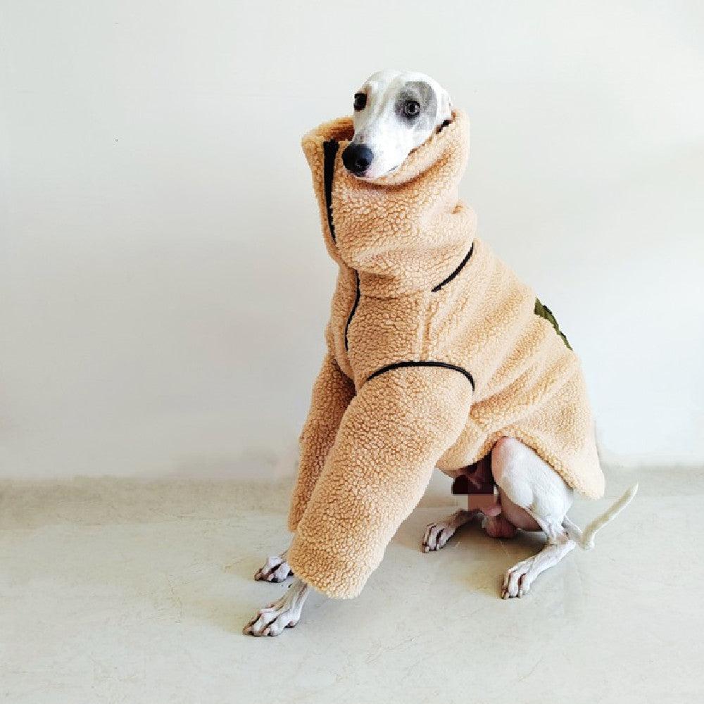 KFX-3056573 Super Thick Lamb Fleece Coat for Greyhounds and Whippets - Casual Two-Wear Design