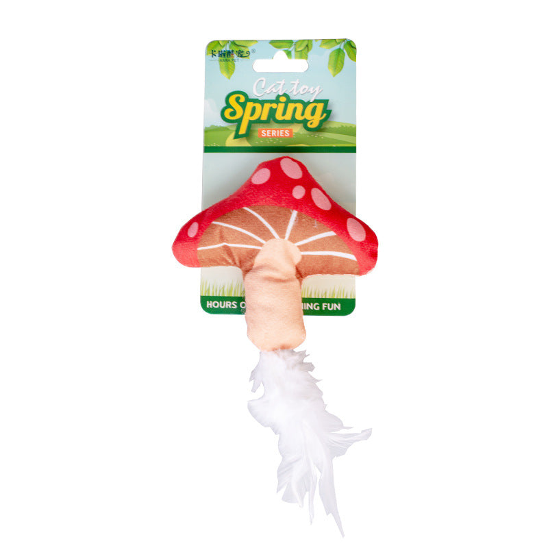 KFX-3056829 Cat Plush Chew Toy - Mint Scented with Insect, Mushroom, and Flower Designs
