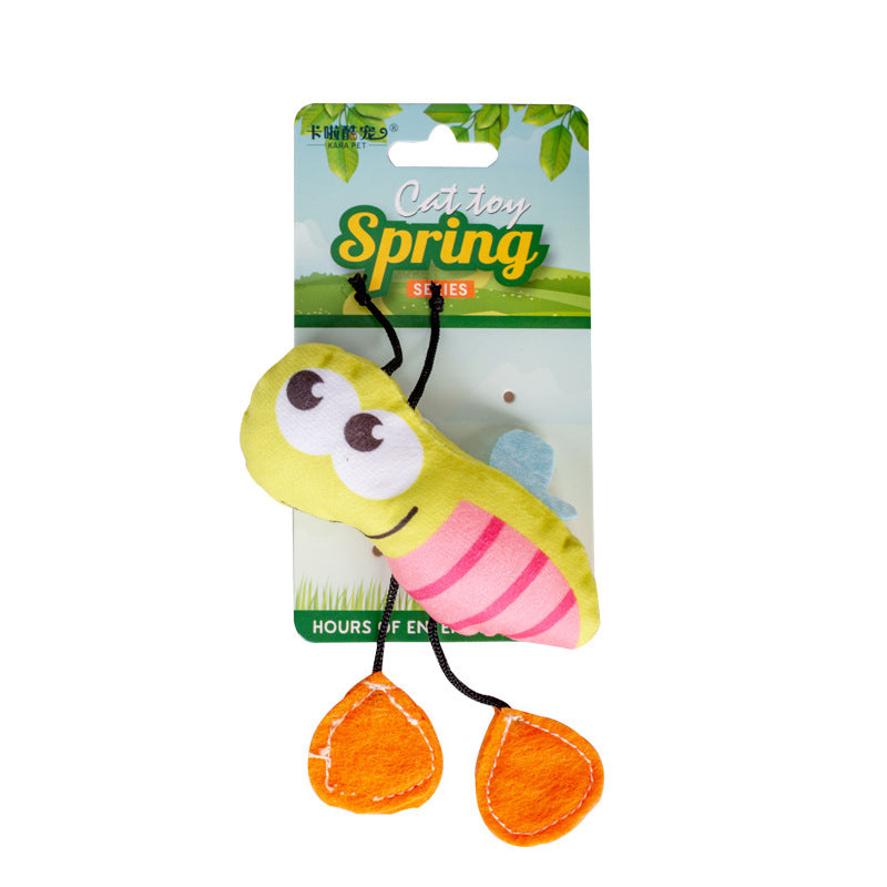 KFX-3056829 Cat Plush Chew Toy - Mint Scented with Insect, Mushroom, and Flower Designs