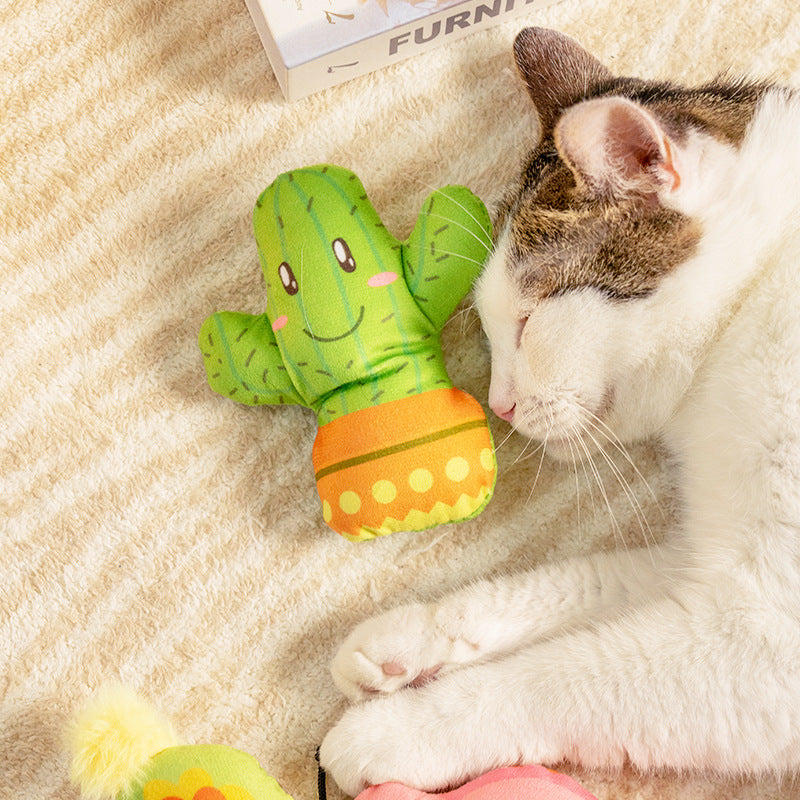 KFX-3056829 Cat Plush Chew Toy - Mint Scented with Insect, Mushroom, and Flower Designs
