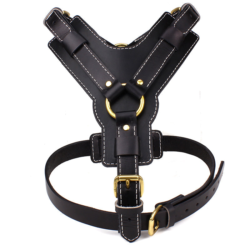 KFX-3057469 Cowhide Pet Chest and Back Harness for Medium to Large Dogs, Sizes M and L Available