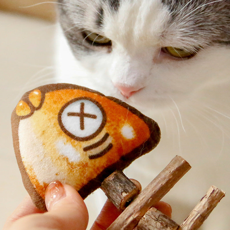 KFX-3057853 Grilled Fish Bone Plush Molar Toy for Cats - 16.5cm Soft Chew Plaything
