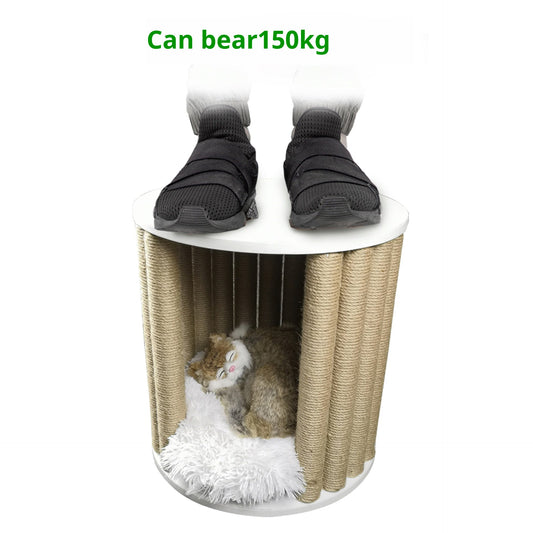KFX-3059645 Cat Climber and Stool - Durable Pet Furniture with Hemp Rope and Wood Finish