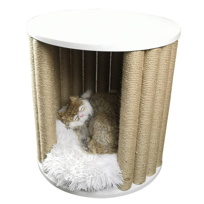 KFX-3059645 Cat Climber and Stool - Durable Pet Furniture with Hemp Rope and Wood Finish