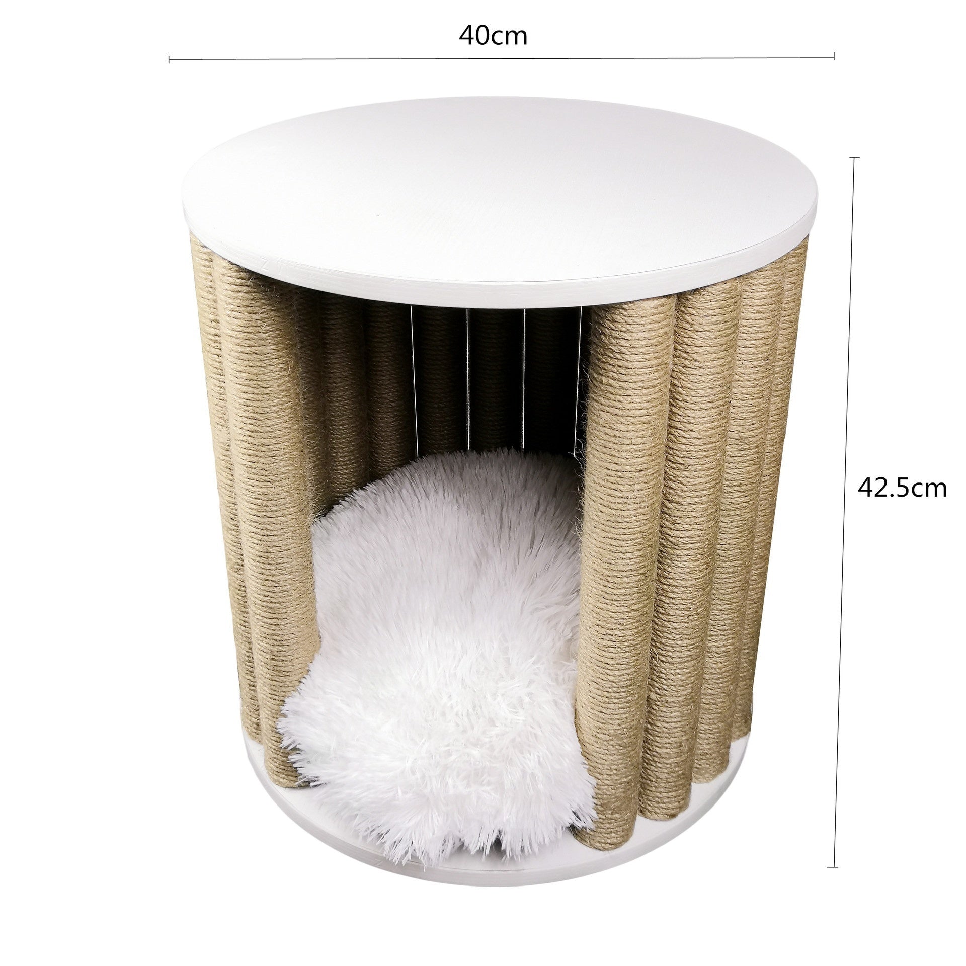 KFX-3059645 Cat Climber and Stool - Durable Pet Furniture with Hemp Rope and Wood Finish