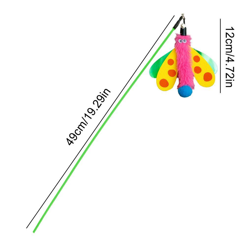 KFX-3061437 Interactive Cat Wand with Bell and Dragonfly Teaser for Indoor Cats