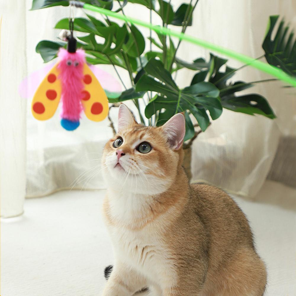 KFX-3061437 Interactive Cat Wand with Bell and Dragonfly Teaser for Indoor Cats