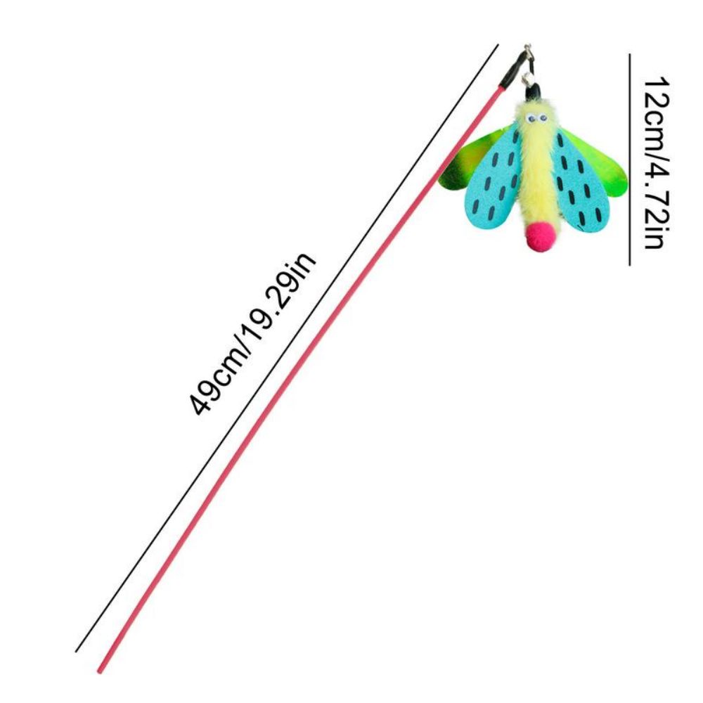 KFX-3061437 Interactive Cat Wand with Bell and Dragonfly Teaser for Indoor Cats