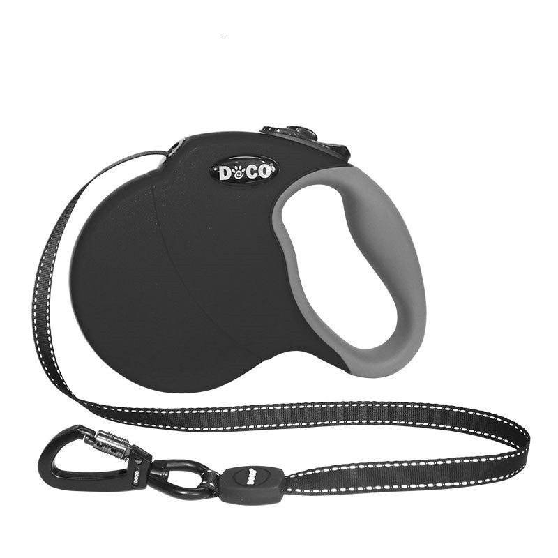 KFX-3063741 Automatic Retractable Dog Leash - Durable Nylon, Scalable Lengths of 4m (S) and 5m (L) in Blue, Black, and Red