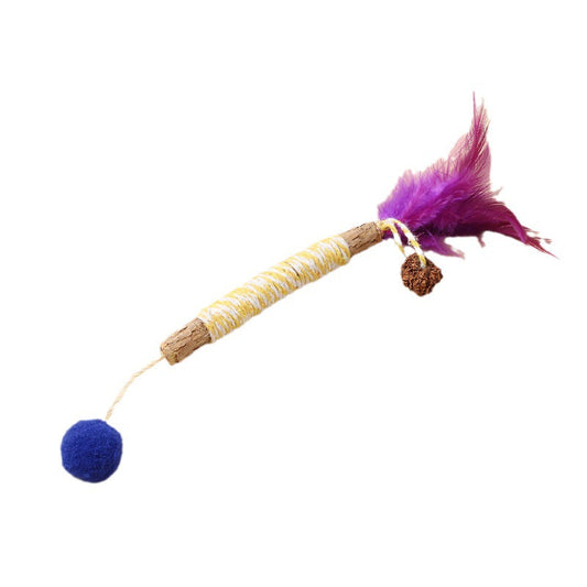 KFX-3064765 Molar Cat Teaser Toy with Feather and Bell - Colorful Ropes and Balls