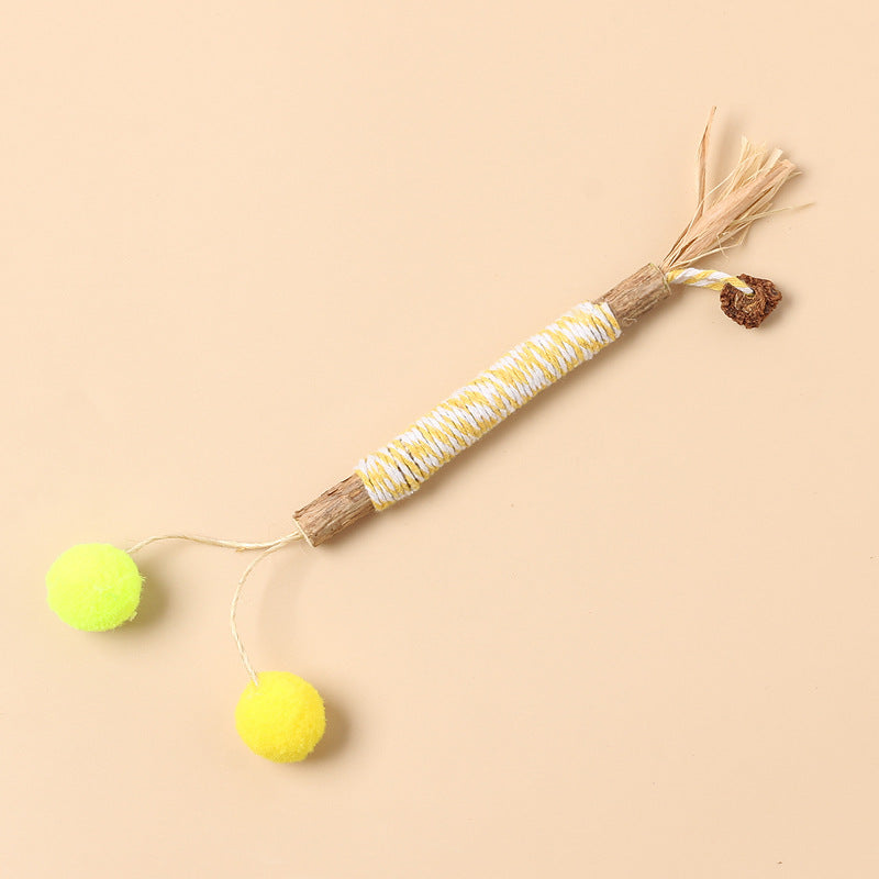 KFX-3064765 Molar Cat Teaser Toy with Feather and Bell - Colorful Ropes and Balls