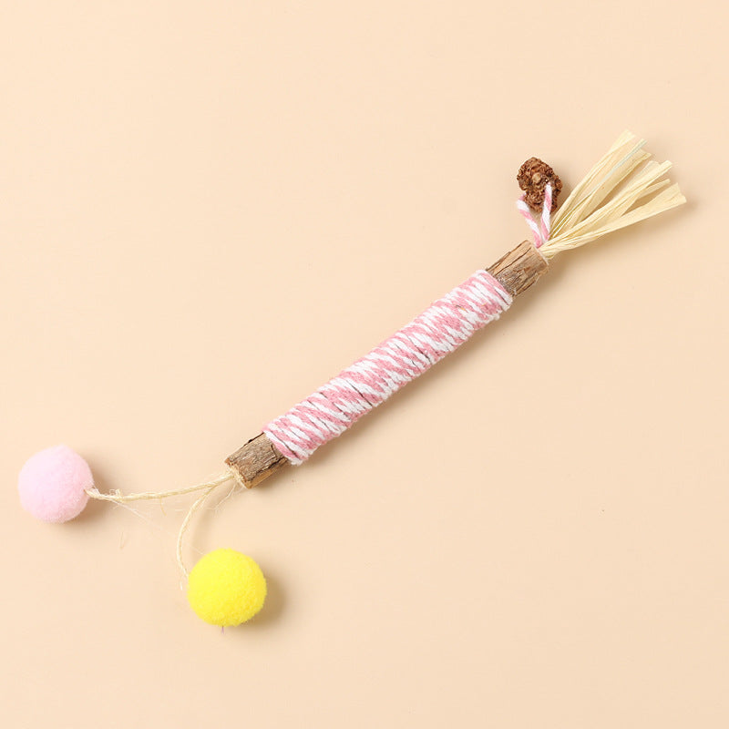 KFX-3064765 Molar Cat Teaser Toy with Feather and Bell - Colorful Ropes and Balls